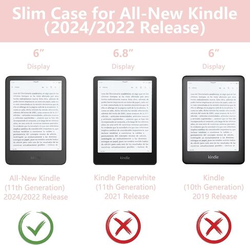 MOROCK Slim Case for All-New Kindle(11th Generation,2024/2022 Release,Model No. RS23CV/C2V2L3), Lightweight Glitter PU Leather and PC Clear Acrylic Back Cover, Auto Sleep/Wake, Glitter Pink in Kuwait