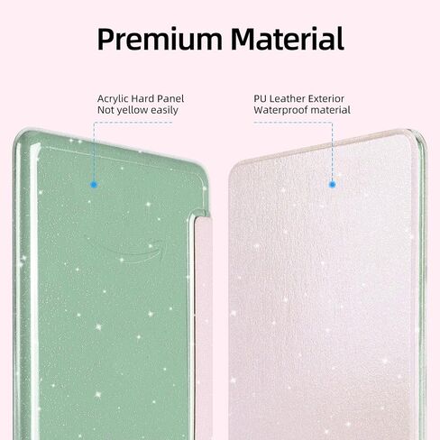 MOROCK Slim Case for All-New Kindle(11th Generation,2024/2022 Release,Model No. RS23CV/C2V2L3), Lightweight Glitter PU Leather and PC Clear Acrylic Back Cover, Auto Sleep/Wake, Glitter Pink in Kuwait