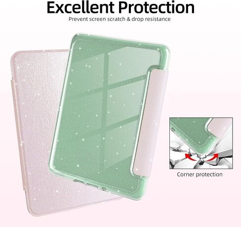 MOROCK Slim Case for All-New Kindle(11th Generation,2024/2022 Release,Model No. RS23CV/C2V2L3), Lightweight Glitter PU Leather and PC Clear Acrylic Back Cover, Auto Sleep/Wake, Glitter Pink in Kuwait