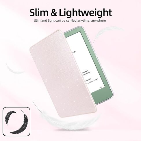 MOROCK Slim Case for All-New Kindle(11th Generation,2024/2022 Release,Model No. RS23CV/C2V2L3), Lightweight Glitter PU Leather and PC Clear Acrylic Back Cover, Auto Sleep/Wake, Glitter Pink in Kuwait