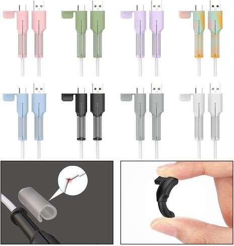 حافظة حماية لكابل USB-C إلى USB-C من السيليكون، حافظة مرنة مضادة للكسر تعمل على إطالة عمر سلك الشحن، سهلة التركيب والمحمولة، للهواتف الذكية والأجهزة اللوحية وأجهزة الكمبيوتر المحمولة (رمادي) in Kuwait