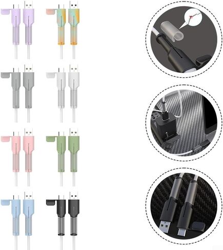 حافظة حماية لكابل USB-C إلى USB-C من السيليكون، حافظة مرنة مضادة للكسر تعمل على إطالة عمر سلك الشحن، سهلة التركيب والمحمولة، للهواتف الذكية والأجهزة اللوحية وأجهزة الكمبيوتر المحمولة (رمادي) in Kuwait