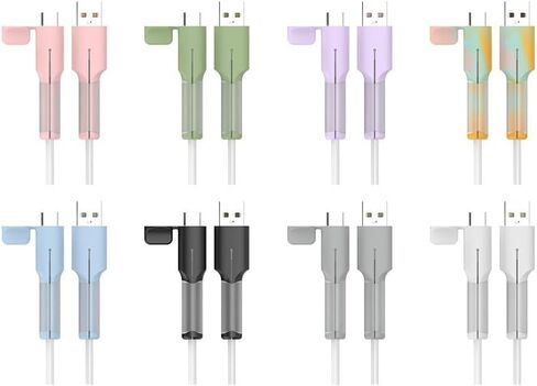 حافظة حماية لكابل USB-C إلى USB-C من السيليكون، حافظة مرنة مضادة للكسر تعمل على إطالة عمر سلك الشحن، سهلة التركيب والمحمولة، للهواتف الذكية والأجهزة اللوحية وأجهزة الكمبيوتر المحمولة (رمادي) in Kuwait