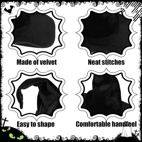 Lachouhaox Witch Wizard Hat, Large Black Sombrero Velvet Wicked Hat Women Men Halloween Cosplay Accessories for Masquerade in Saudi Arabia