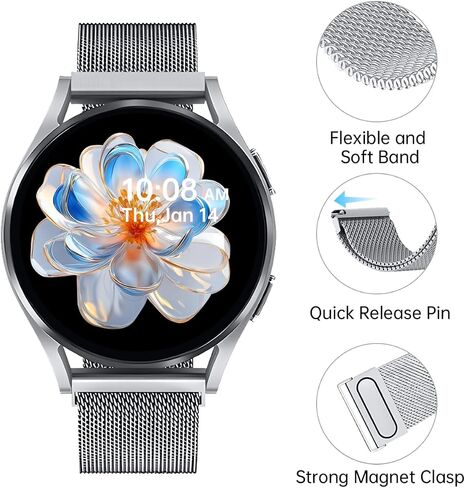 Metal Band Compatible with Galaxy Watch 7 Band 40mm 44mm,Magnetic 20mm Quick Release Watch Band Compatible with Samsung Watch 6 5 4 FE 40mm 44mm Classic 6 4 47mm 43mm 46mm 42mm 5 pro 45mm in Saudi Arabia