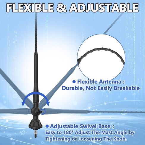 Marine Radio Antenna 20 Inch AM FM Stereo Marine Antenna Replacement, Flexible Waterproof Rubber Boat Antennas for Marine Boat Car Truck RV Motorhome ATV UTV Tractor Motorcycle Yacht in Kuwait