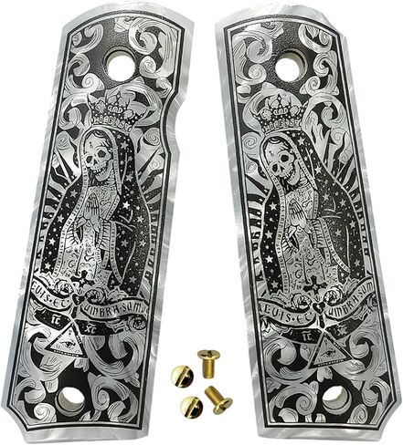 1911 Grips Full Size,Magwell Cut, Smooth Classic, Unique Designs La Santa Muerte,Fits Government Commander Models in Saudi Arabia