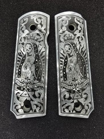 1911 Grips Full Size,Magwell Cut, Smooth Classic, Unique Designs La Santa Muerte,Fits Government Commander Models in Saudi Arabia