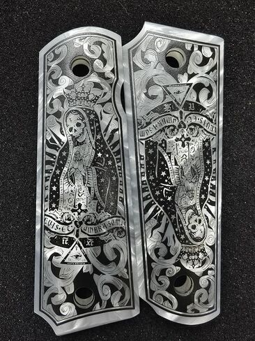 1911 Grips Full Size,Magwell Cut, Smooth Classic, Unique Designs La Santa Muerte,Fits Government Commander Models in Saudi Arabia