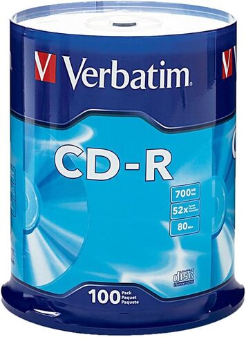 Verbatim CD-R Recordable Media, Spindle, 700MB/80 Minutes, Pack of 100 in Saudi Arabia