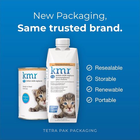 سائل بديل حليب القطط من Pet-Ag KMR - 11 أونصة - تركيبة جاهزة للتغذية للقطط مع فيتامينات للقطط الصغيرة من حديثي الولادة حتى عمر ستة أسابيع - سهلة الهضم in Kuwait