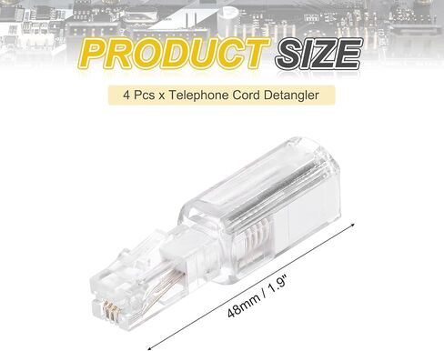 MECCANIXITY 4 Pack Phone Cord Detangler, 360° Telephone Cord Detangler Swivel Anti Tangle Landline, 46mm, Clear White in Saudi Arabia