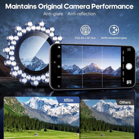 واقي عدسة الكاميرا Xfilm لهاتف iPhone 17 Pro / 17 Pro Max Gear Bling Diamond، معدن فردي بصلابة 9H، واقي شاشة كاميرا مقاوم للخدش، ملحقات أنيقة، جراب مناسب (فضي) in Kuwait