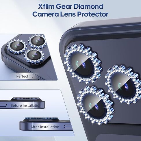 واقي عدسة الكاميرا Xfilm لهاتف iPhone 17 Pro / 17 Pro Max Gear Bling Diamond، معدن فردي بصلابة 9H، واقي شاشة كاميرا مقاوم للخدش، ملحقات أنيقة، جراب مناسب (فضي) in Kuwait
