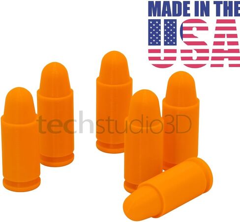 9mm Dummy Rounds, Snap Caps (10 - Pack) - Firearms Dry Fire Ammo for Training - Made in USA Orange in Saudi Arabia