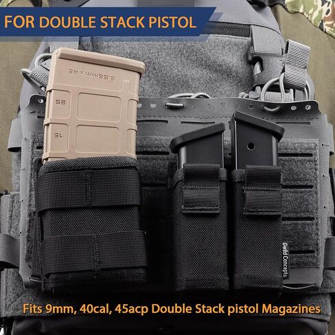 حقيبة مسدس مزدوج 9 مم - حافظة مجلة Gwild Concepts Glock MOLLE Mag Pouches مع إدراج Mag in Kuwait