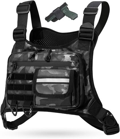 Outdoor Chest Bag For Men, EDC Chest Pack With Built-In Phone Holder, Lightweight Chest Rig Pouch in Kuwait