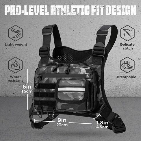 Outdoor Chest Bag For Men, EDC Chest Pack With Built-In Phone Holder, Lightweight Chest Rig Pouch in Kuwait