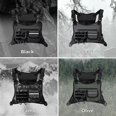 Outdoor Chest Bag For Men, EDC Chest Pack With Built-In Phone Holder, Lightweight Chest Rig Pouch in Kuwait