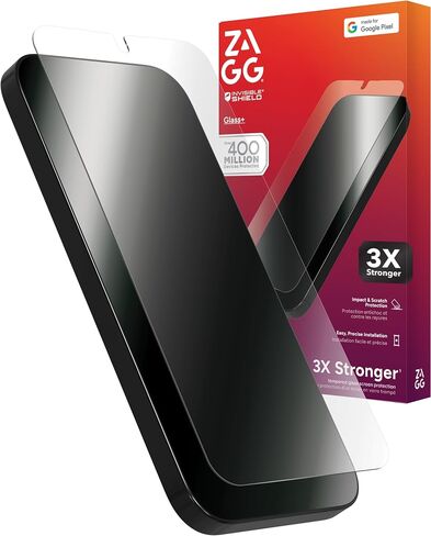 واقي الشاشة ZAGG Glass+ Google Pixel 10 Pro XL - حماية شديدة من الصدمات والكسر، مقاوم للخدش، مقاوم للتلطخ، متوافق مع ماسح بصمات الأصابع، درع غير مرئي، سهل التركيب in Kuwait