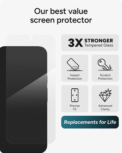 واقي الشاشة ZAGG Glass+ Google Pixel 10 Pro XL - حماية شديدة من الصدمات والكسر، مقاوم للخدش، مقاوم للتلطخ، متوافق مع ماسح بصمات الأصابع، درع غير مرئي، سهل التركيب in Kuwait