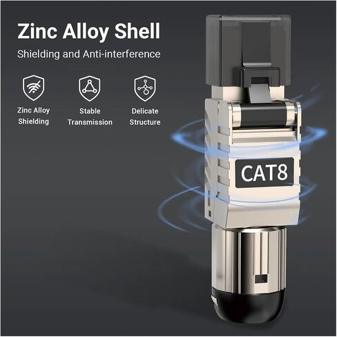 RJ45 Connector Tool-Free Cat8 CAT7 CAT6A, Cat 8 Field Termination Shielded RJ45 Modular(2PCS,CAT8) in Saudi Arabia