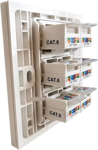 White 6-Port CAT6 RJ45 Wall Plate Internet LAN Connector Cover(86 Type Crimps Wire) in Saudi Arabia