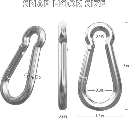 40 جهاز كمبيوتر شخصى 3 بوصة الربيع المفاجئة هوك Carabiners، M8 5/16 بوصة المفاجئة السنانير، القدرة على عقد مقاطع الربيع للأرجوحة سوينغ السفر في الهواء الطلق in Kuwait