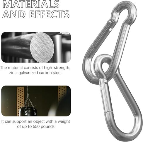 40 جهاز كمبيوتر شخصى 3 بوصة الربيع المفاجئة هوك Carabiners، M8 5/16 بوصة المفاجئة السنانير، القدرة على عقد مقاطع الربيع للأرجوحة سوينغ السفر في الهواء الطلق in Kuwait