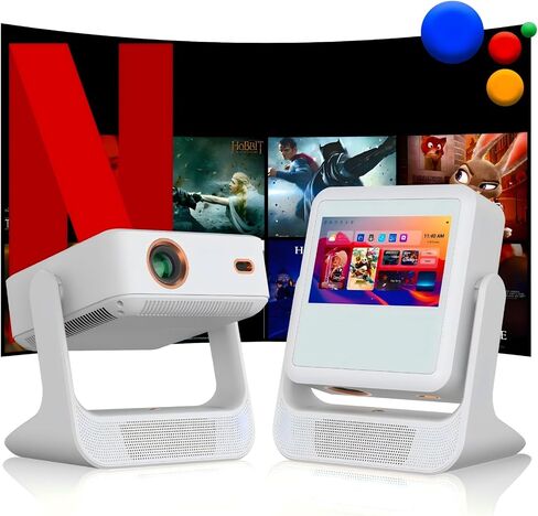 【Touch Screen/APP Store/800 ANSI/Auto Focus】Portable Projector, 4K Support Smart Outdoor Projector, WiFi6 and Bluetooth Native 1080P Mini Projector for Home Theater/Gaming/Outdoor (300" Display) in Saudi Arabia