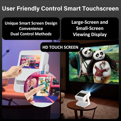 【Touch Screen/APP Store/800 ANSI/Auto Focus】Portable Projector, 4K Support Smart Outdoor Projector, WiFi6 and Bluetooth Native 1080P Mini Projector for Home Theater/Gaming/Outdoor (300" Display) in Saudi Arabia