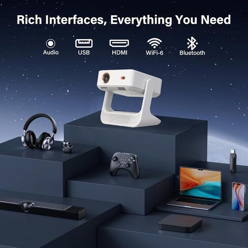 【Touch Screen/APP Store/800 ANSI/Auto Focus】Portable Projector, 4K Support Smart Outdoor Projector, WiFi6 and Bluetooth Native 1080P Mini Projector for Home Theater/Gaming/Outdoor (300" Display) in Saudi Arabia