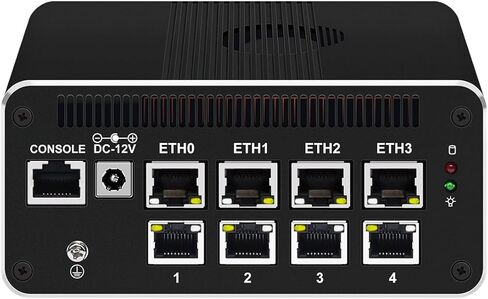 HUNSN Micro Firewall Appliance، كمبيوتر صغير، VPN، جهاز توجيه PC، Core I5 ​​1235U، RJ51، 8 x 2.5GbE I226-V، 2 x HDMI، DP++، 10 جيجابت في الثانية Type-C للبيانات/DP، هيكلي، بدون ذاكرة وصول عشوائي، بدون تخزين، بدون نظام in Kuwait