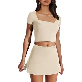 Neweek Tennis Dresses for Women with Shorts 2 Piece Workout Skirt Sets Golf Dress