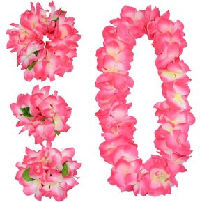 4 Pcs Pink Hawaiian Leis for Graduation Party, Dance Party, Photo Prop in Outdoors (Pink)