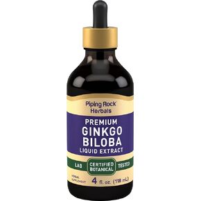 Piping Rock Ginkgo Biloba Supplements | 4 fl oz | Premium Liquid Herbal Extract | Certified Botanical | Non GMO, Gluten Free