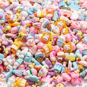 Slime Charms Ice Cream Cookie Animal Cute Set -Mini Size Mixed Lot Ice Cream Cookie Assorted Resin Flatback Cute Sets for DIY Crafts Making,Decorations,Scrapbooking,Embellishments,Hair Clip 30pcs