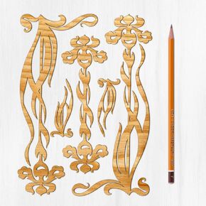 Ajoure غرامة Lasercut الزينة # آرت ديكو Moonshine الأزهار نمط الحدود خمر القشرة الخشبية اللوح الخشب الرقائقي صورة ظلية للحرف اليدوية
