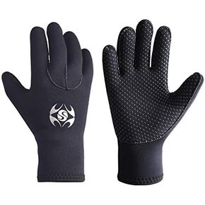 Oumers 3MM Double-Lined Neoprene Scuba Gloves Diving Gloves, Woman Man Teenager Five Finger Wetsuit Gloves Use for Snorkeling, Swimming, Surfing, Sailing, Boating, Kayaking, Diving