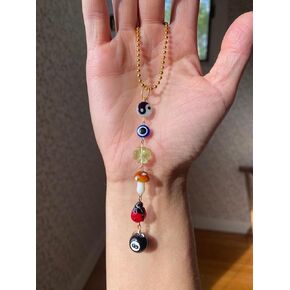Evil Eye Car Hanging Ornament,Good Lucky Days Car Charm,8 Ball Mushroom Four-Leaf Clover Pendant for Car Rear View Mirror,Cute Boho Evil Eye Ladybug Yin Yang Symbol Car Decor Accessories