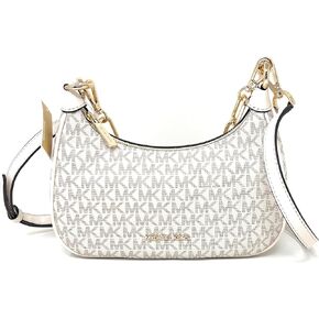 Michael Kors Cora Medium Signature PVC Zip Pouchette Crossbody Bag Light Cream in Saudi Arabia