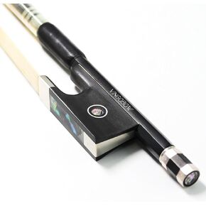 1/2 Half Size Carbon Fiber Violin Bow Full 101V Advanced Level 62 cm Parisian Eyes Ebony Frog Straight Smooth Screw Strong Durable Unbleached Mongolian Horse Hair Warm Sweet Sound