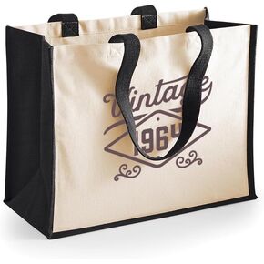 60th Birthday Gift Bag Keepsake Vintage 60 Gift for Women Novelty Shopping Tote (Black) in Kuwait