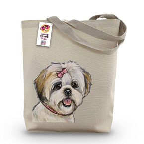 Shih Tzu Tote Bag - Gifts For Mom - Shih Tzu Lover Gift - Shih Tzu Gifts For Women -Handmade Totes - Hippie Hound Studios Canvas Totes - Cute ShihTzu Reusable Shopping Bag - Grocery Bag - Beach Bag