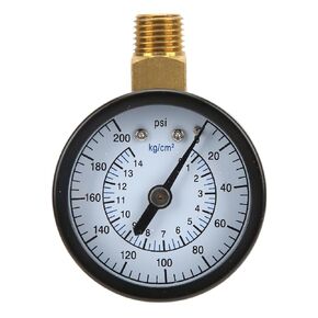 Tissting Pressure Gauge 1/4 Inch NPT Thread 0-200psi 0-14kg/cm² 50mm Diameter Circular Dial Top Mount Pressure Gauge for Water Air Oil