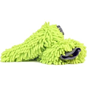 Hyper ONE Microfiber Car Wash Mitt with Elastic Cuff - 2 Pack (Green) | Scratch-Free Detailing with Premium Microfiber & Chenille Material | Multi-Surface Car Cleaning Mitt Removes Soap,Grime & Dust in Saudi Arabia
