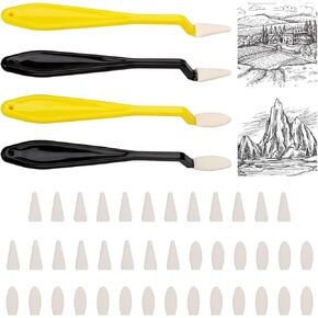2 Sets 44pcs Paper Art Blenders Sketch Drawing Tools, 2 Styles Sponge Heads Replacement Sketch Wipe Scrapers Blending Stumps Kit Sketch Erase Sponge Wiper Pencils for Drawing