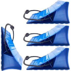 QISF Leisure Coachworks Wheels RV Camper Strong Wheel Chocks with Rope Safety-Car Chocks, Tire Chocks, Trailer Solid Heavy Duty Wheel Chocks, Car Truck Stopper - 4 Packs