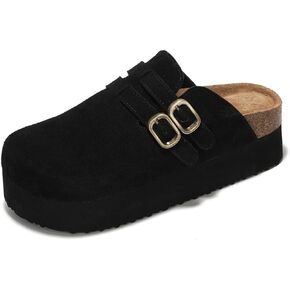 Project Cloud 100% Genuine Leather Womens Sandals Boston Clogs - Wedges & Platform Sandals Women Soft Lining Wedge Sandals for Women Memory Foam 2 Strap Heeled Clogs for Women (Stephi)