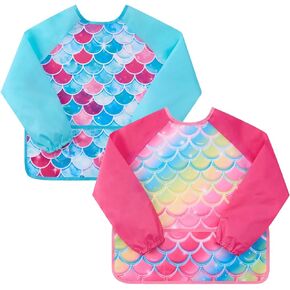 WERNNSAI Kids Art Smocks Boys Girls Smock Painting Waterproof Artist Apron Long Sleeve Pocket Toddler Smock Apron Age 4-8
